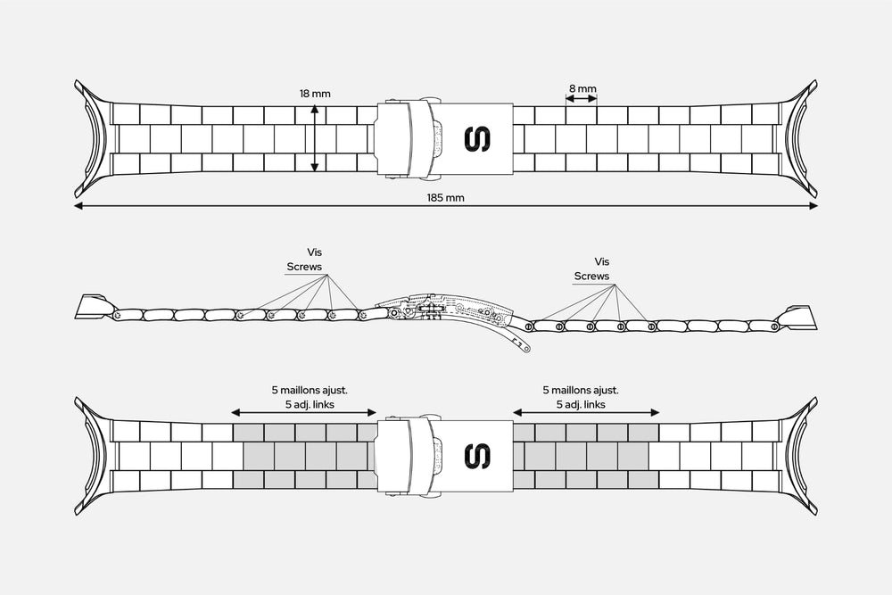 Fastback™ Chain steel bracelet technical specifications