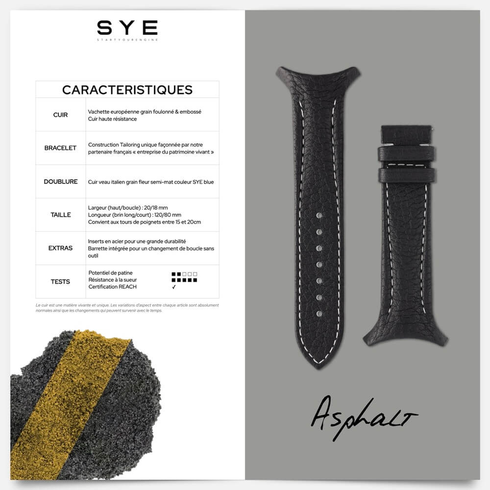 Fastback Premium strap [Asphalt]-[variant_title]-sye-start-your-engine-watches-montres