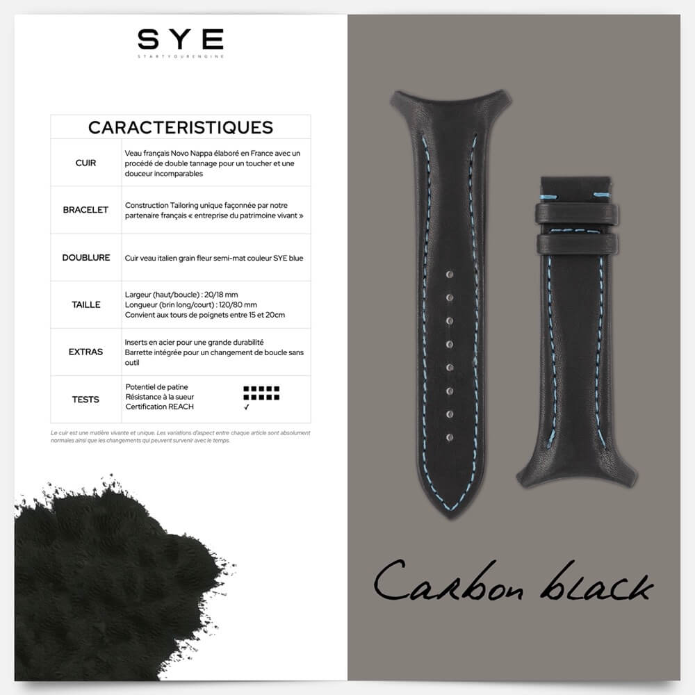Fastback Premium strap [Carbon black]-[variant_title]-sye-start-your-engine-watches-montres