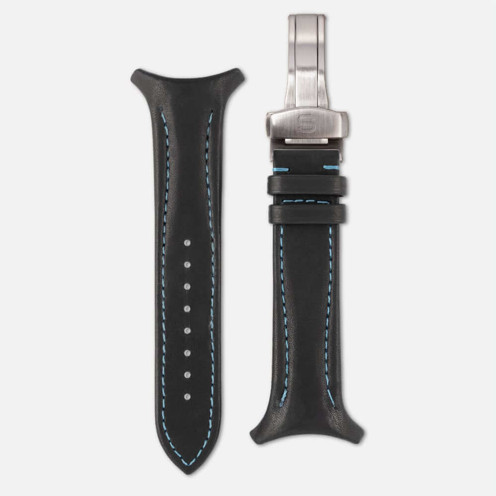 Fastback Premium strap [Carbon black]-Strap + folding clasp-sye-start-your-engine-watches-montres